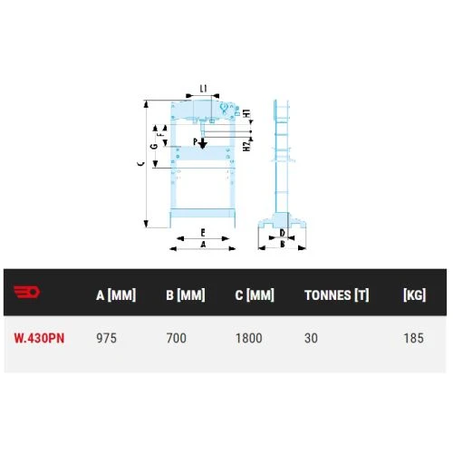 Presse hydro-pneumatique 30 t Facom - W.430PNPF 2 Presse hydro-pneumatique 30 t Facom - W.430PNPF – Image 2
