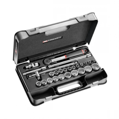 Jeu 26 pièces douilles 1/2'' Facom 12 pans métriques S.161-4P12 1 Jeu 26 pièces douilles 1/2'' Facom 12 pans métriques S.161-4P12